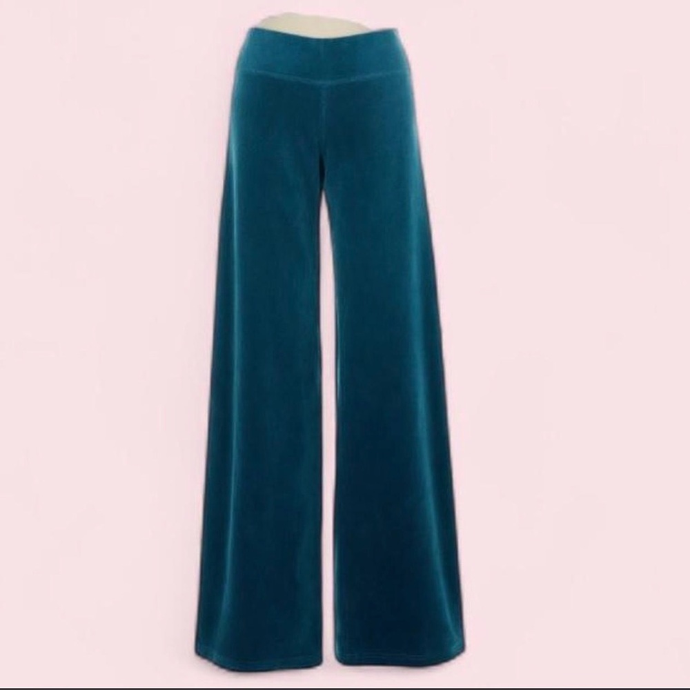 Vintage Y2K Juicy Couture teal velour wide-leg pants